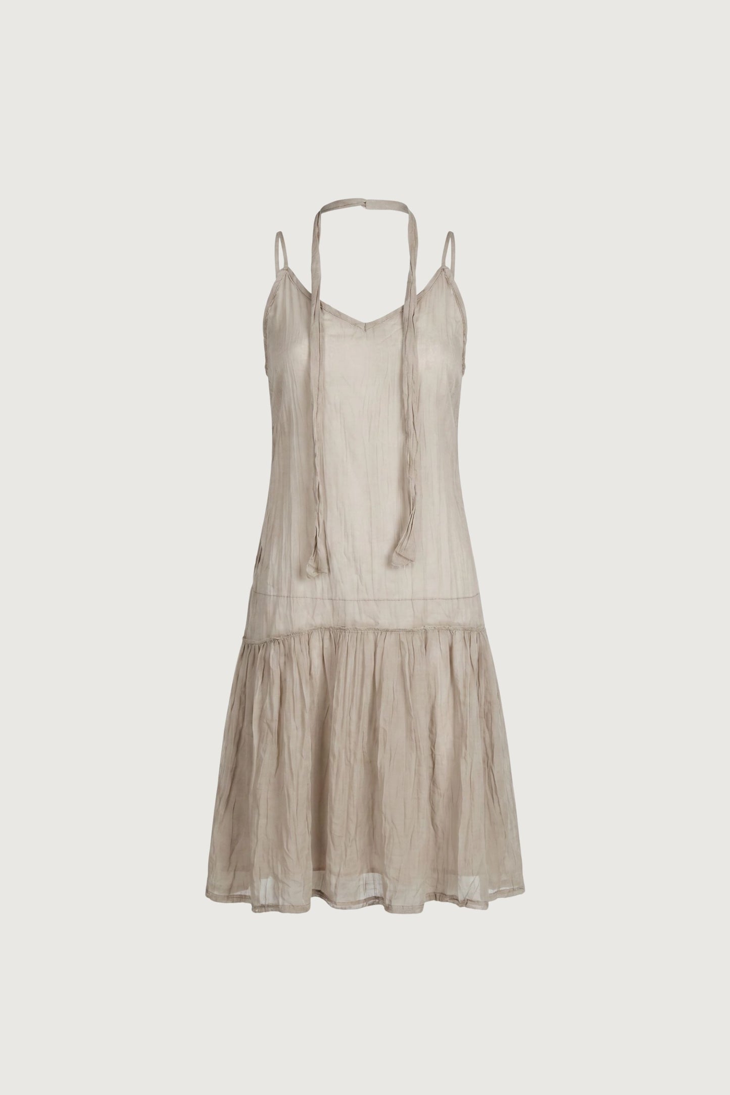 CRINKLE EFFECT LAYERED MINI DRESS WITH SCARF