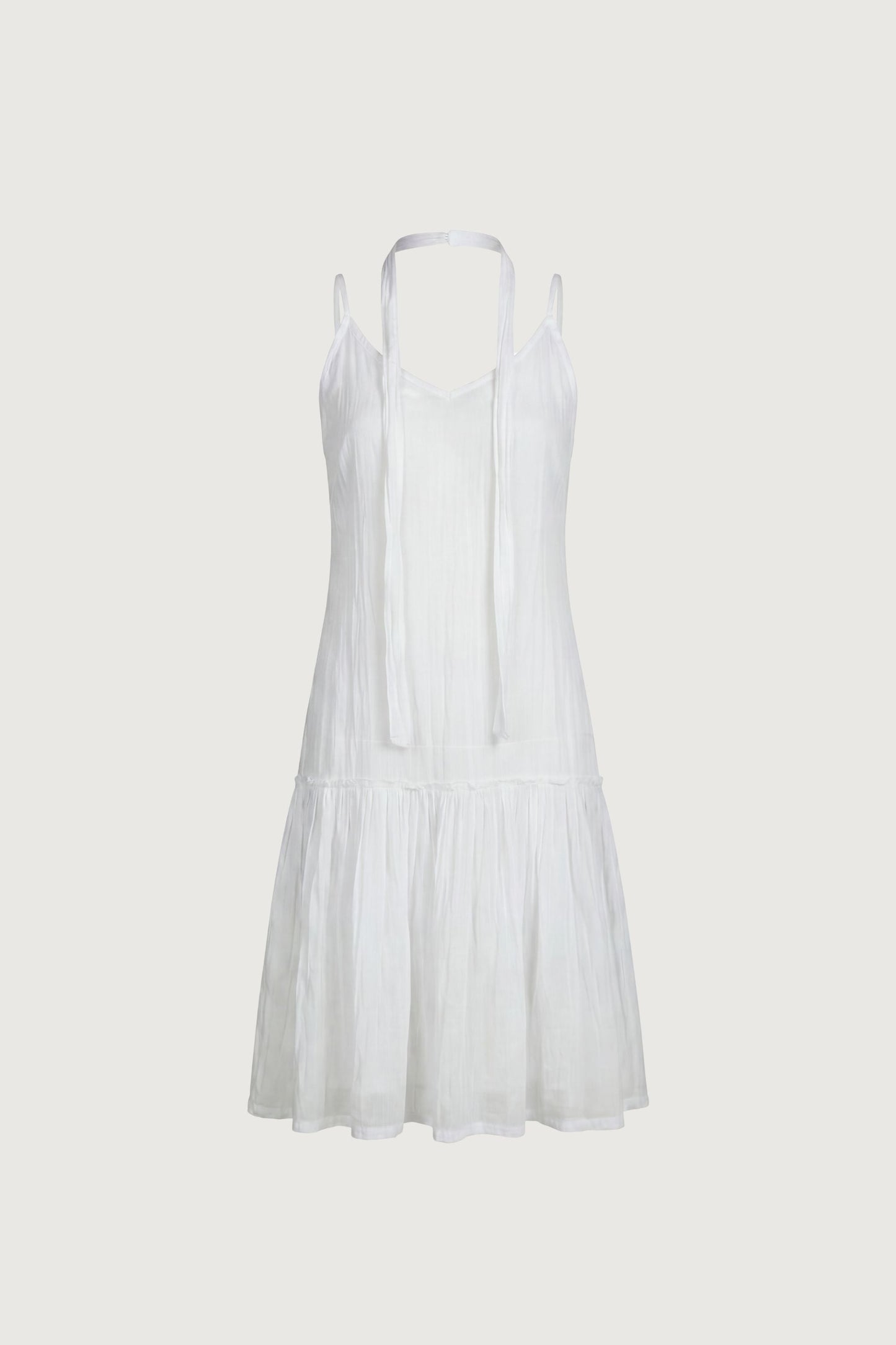 CRINKLE EFFECT LAYERED MINI DRESS WITH SCARF
