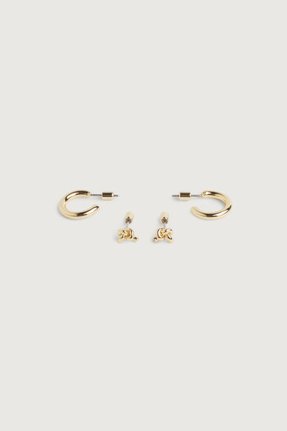 HOOP AND KNOT STUD EARRING SET