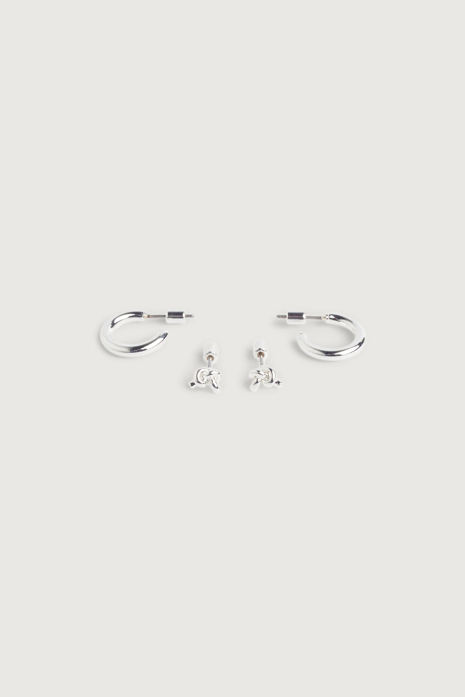 HOOP AND KNOT STUD EARRING SET