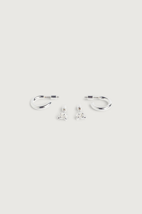 HOOP AND KNOT STUD EARRING SET