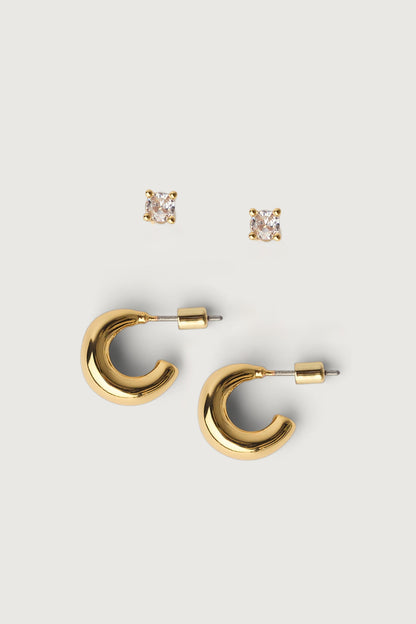 CRESCENT STUD EARRING SET
