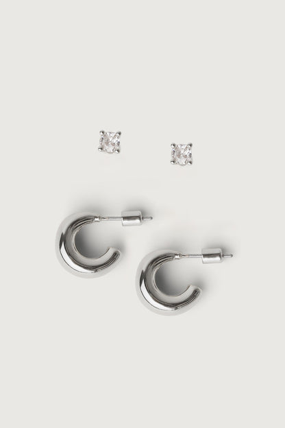 CRESCENT STUD EARRING SET
