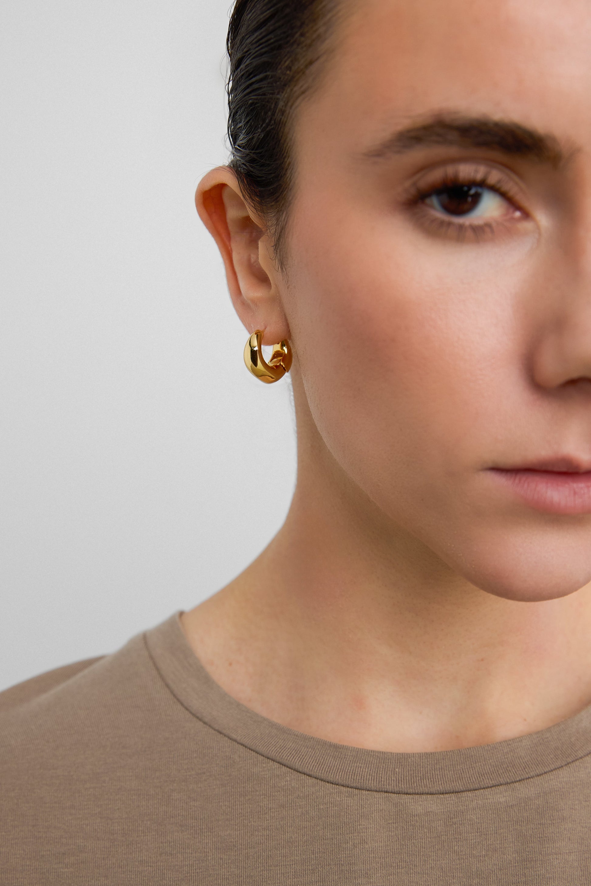 CRESCENT HUGGIE HOOP EARRINGS