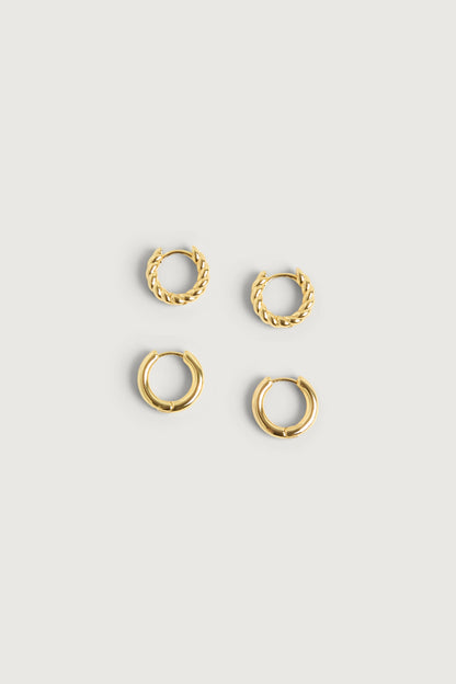 TWISTED AND CLASSIC HOOP EARRING SET