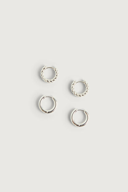 TWISTED AND CLASSIC HOOP EARRING SET
