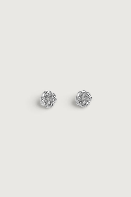KNOTTED ZIRCONIA STUD EARRINGS
