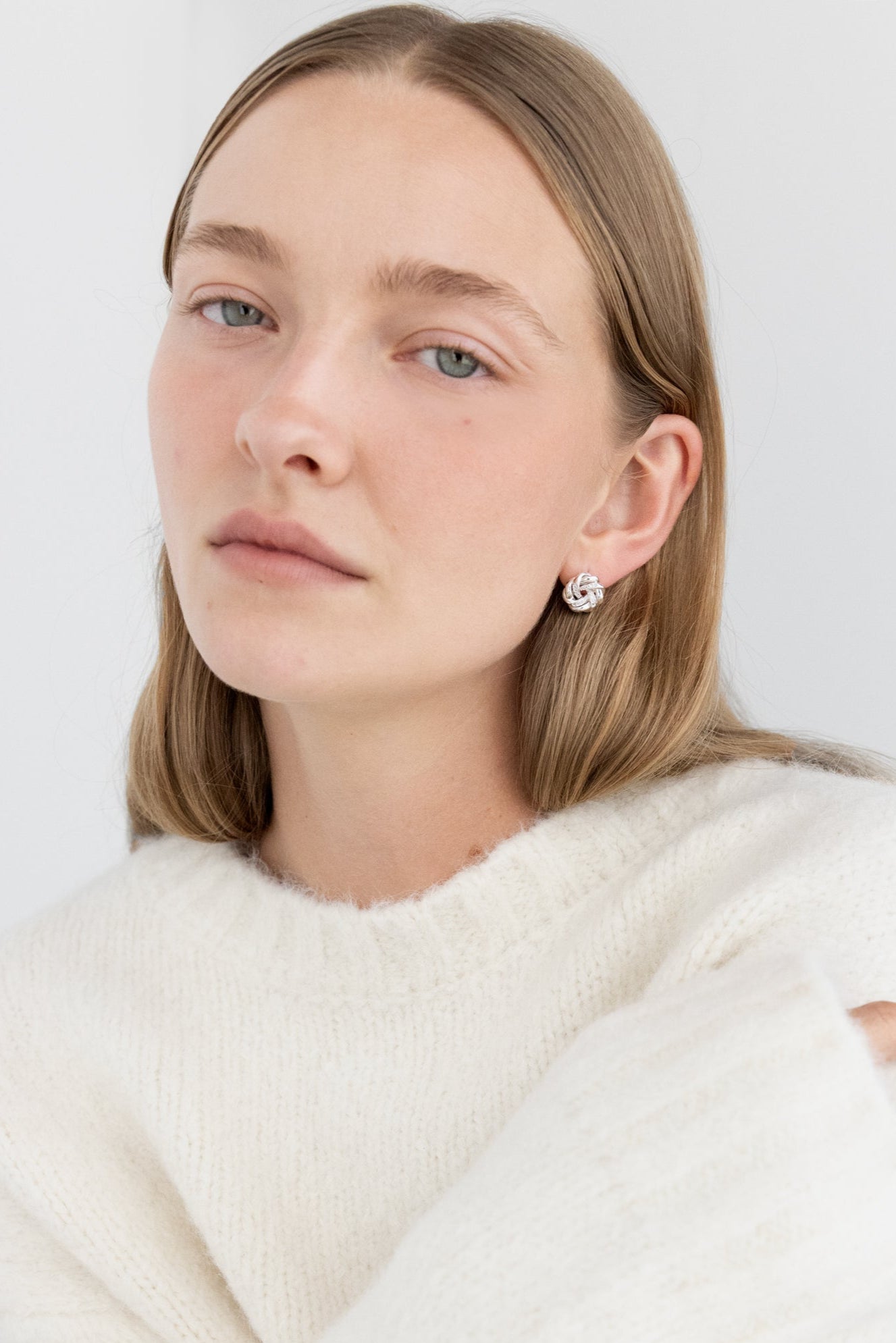 KNOTTED ZIRCONIA STUD EARRINGS