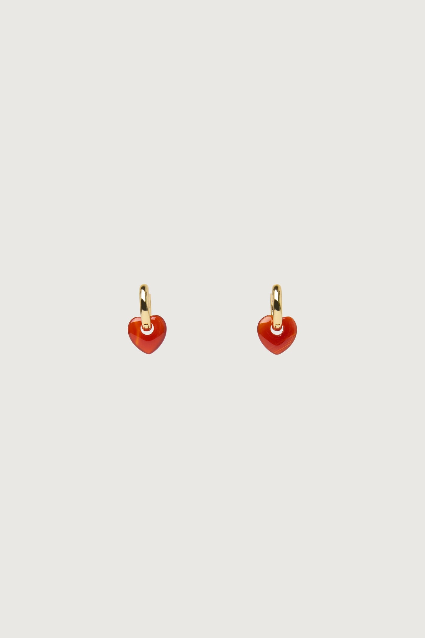 RED AGATE HEART PENDANT HOOP EARRINGS
