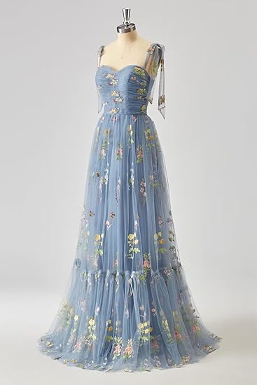 Elegant Spaghetti Straps A-line Floral Floor-length Bridesmaid Dresses