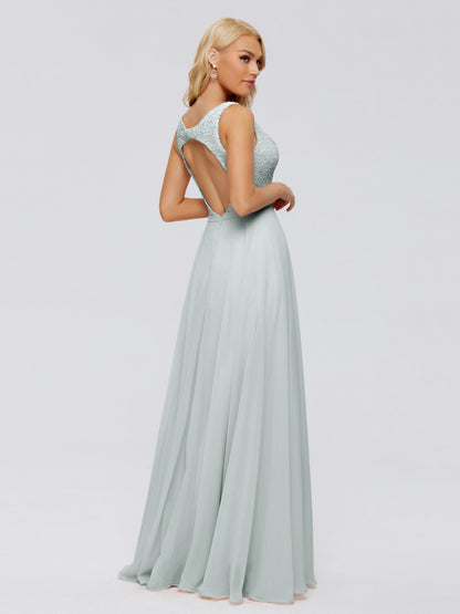 Eliza V Neck Straps Chiffon Bridesmaid Dresses