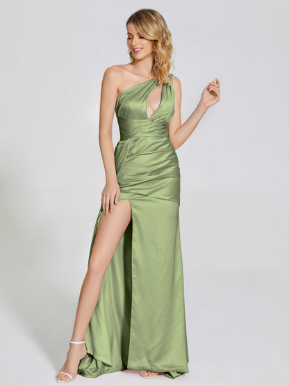 Emersyn One-Shoulder Soft Satin Bridesmaid Dress With Cutout