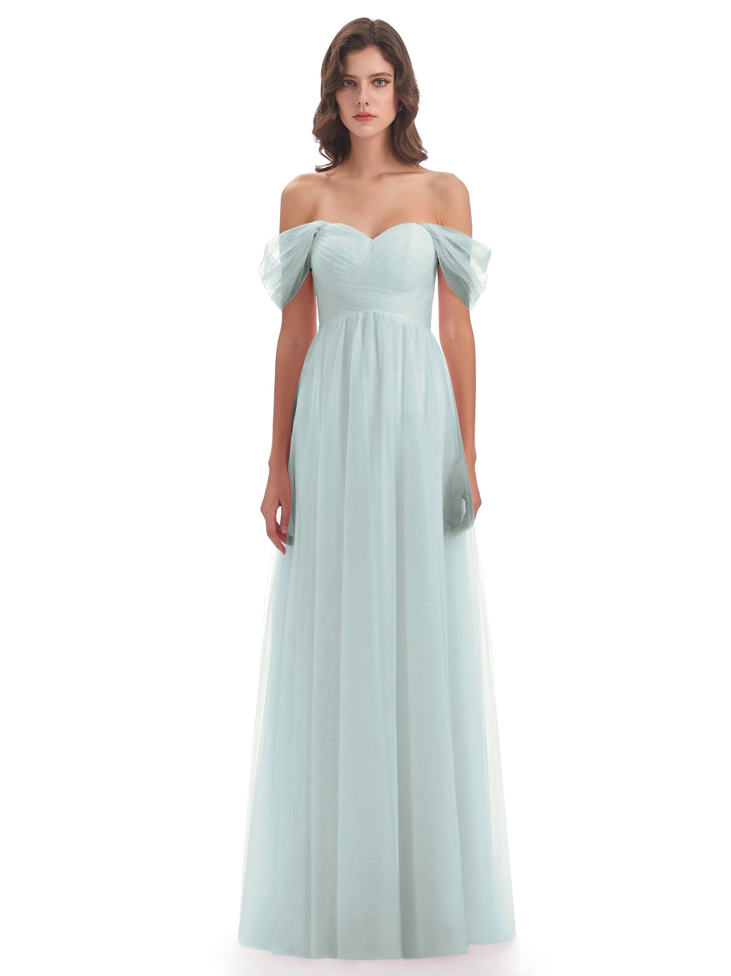 Evelyn Off The Shoulder Tulle Long Bridesmaid Dresses