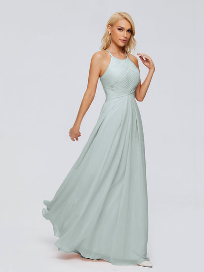 Finley A-line Halter Chiffon Bridesmaid Dresses
