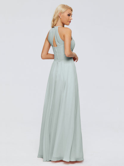 Finley A-line Halter Chiffon Bridesmaid Dresses