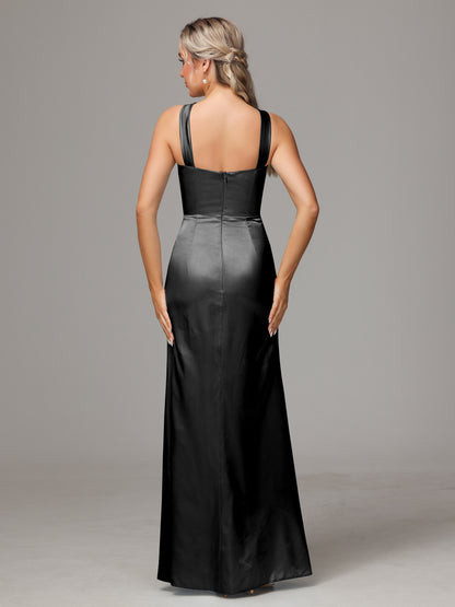 Halter Sleeveless Soft Satin Bridesmaid Dress
