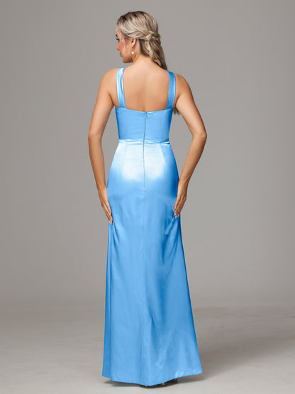 Halter Sleeveless Soft Satin Bridesmaid Dress