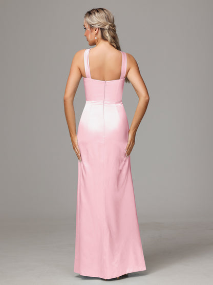 Halter Sleeveless Soft Satin Bridesmaid Dress