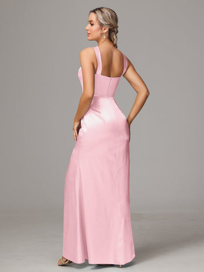 Halter Sleeveless Soft Satin Bridesmaid Dress