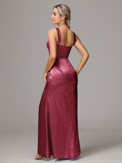 Halter Sleeveless Soft Satin Bridesmaid Dress