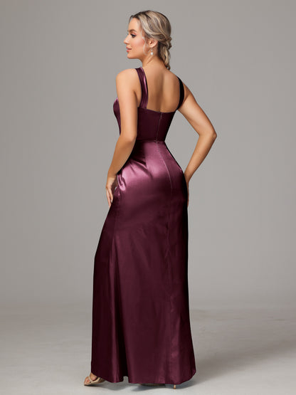 Halter Sleeveless Soft Satin Bridesmaid Dress