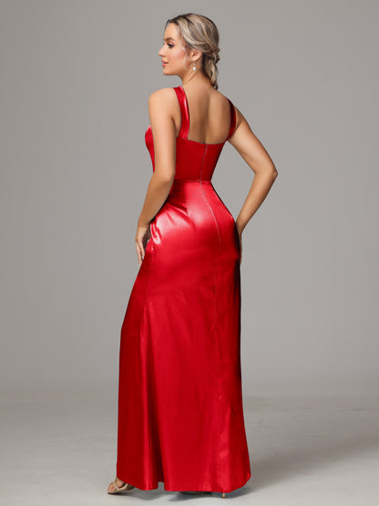 Halter Sleeveless Soft Satin Bridesmaid Dress