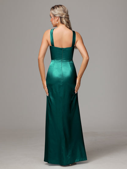Halter Sleeveless Soft Satin Bridesmaid Dress