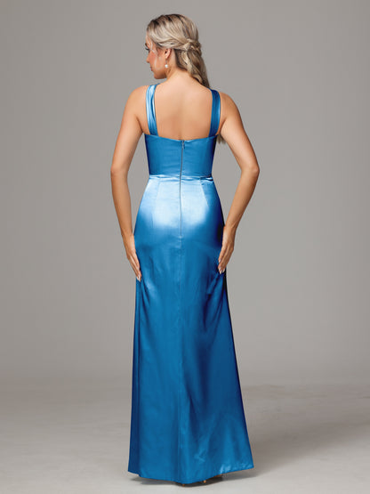 Halter Sleeveless Soft Satin Bridesmaid Dress