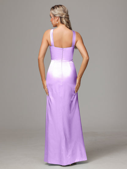 Halter Sleeveless Soft Satin Bridesmaid Dress