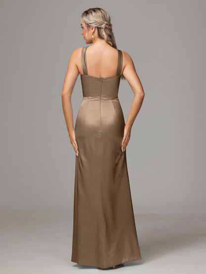 Halter Sleeveless Soft Satin Bridesmaid Dress