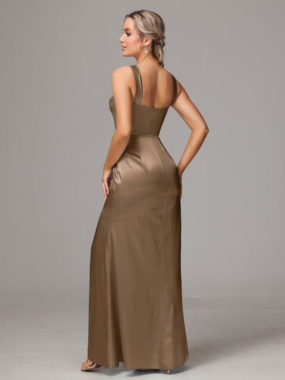 Halter Sleeveless Soft Satin Bridesmaid Dress