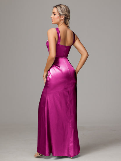 Halter Sleeveless Soft Satin Bridesmaid Dress