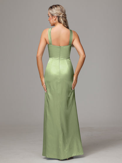 Halter Sleeveless Soft Satin Bridesmaid Dress