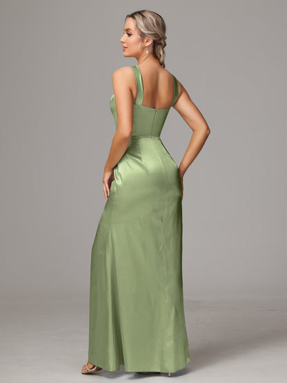 Halter Sleeveless Soft Satin Bridesmaid Dress