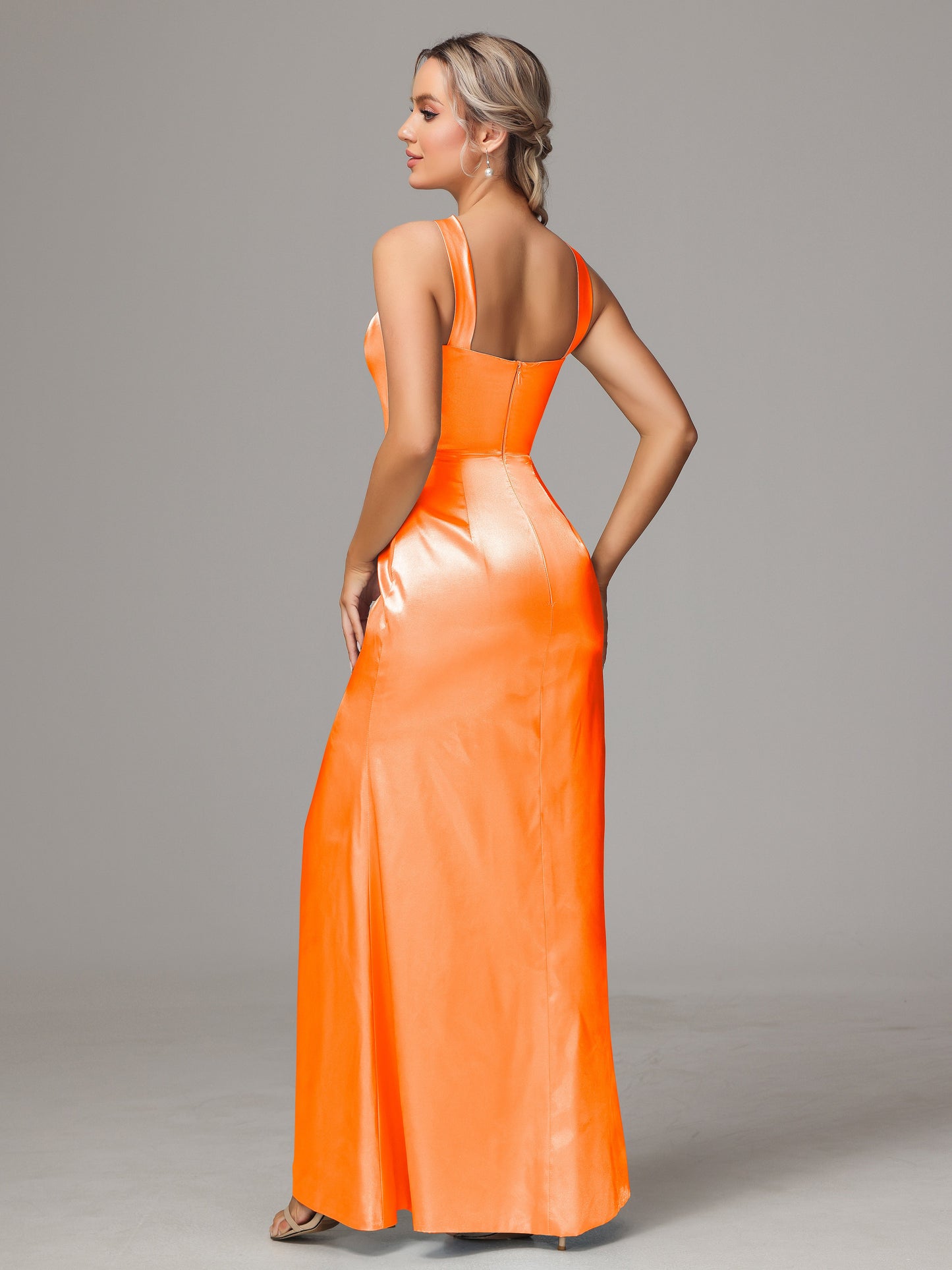 Halter Sleeveless Soft Satin Bridesmaid Dress