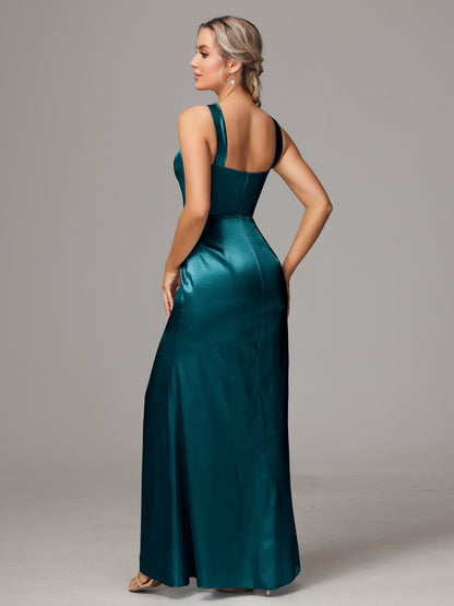 Halter Sleeveless Soft Satin Bridesmaid Dress