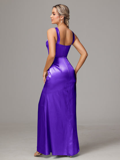 Halter Sleeveless Soft Satin Bridesmaid Dress