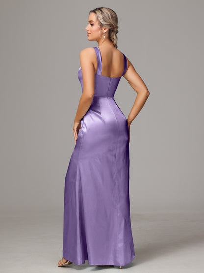 Halter Sleeveless Soft Satin Bridesmaid Dress