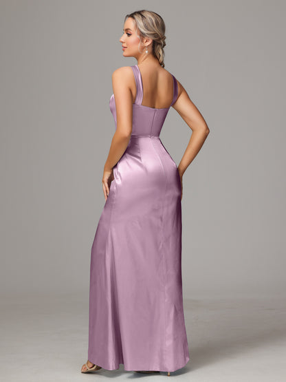Halter Sleeveless Soft Satin Bridesmaid Dress