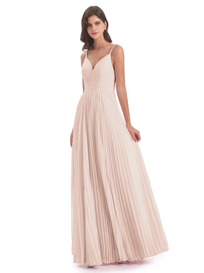 Jazlynn Floor Length Spaghetti Straps Chiffon Bridesmaid Dresses