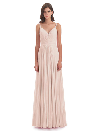 Jazlynn Floor Length Spaghetti Straps Chiffon Bridesmaid Dresses