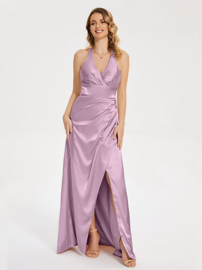 Kali V-neck V-back Soft Satin Bridesmaid Dress with Training