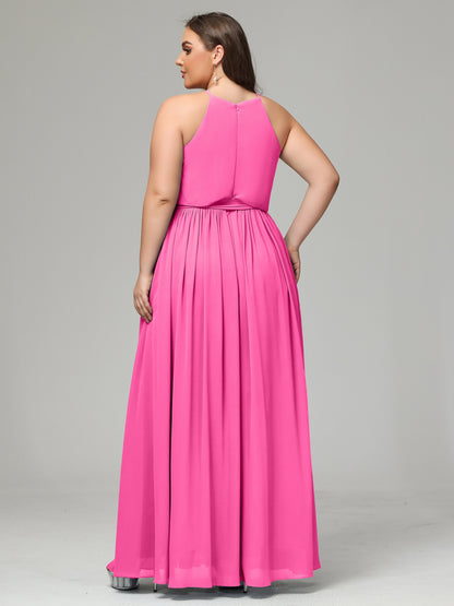 Halter Chiffon Bridesmaid Dress Plus Size