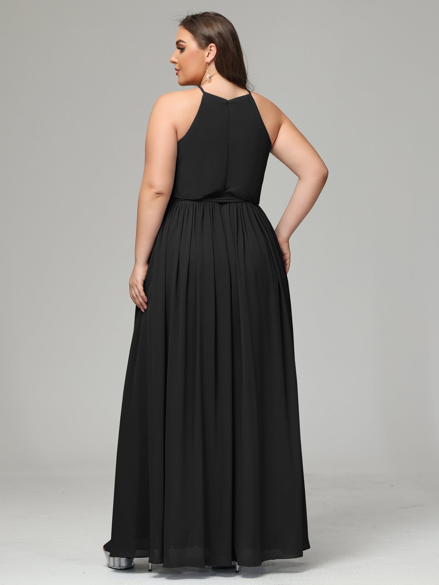 Halter Chiffon Bridesmaid Dress Plus Size