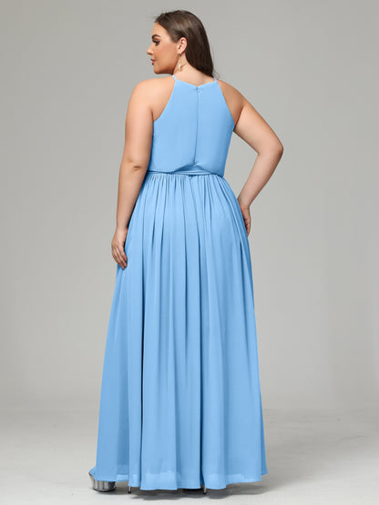 Halter Chiffon Bridesmaid Dress Plus Size