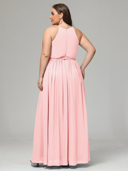 Halter Chiffon Bridesmaid Dress Plus Size