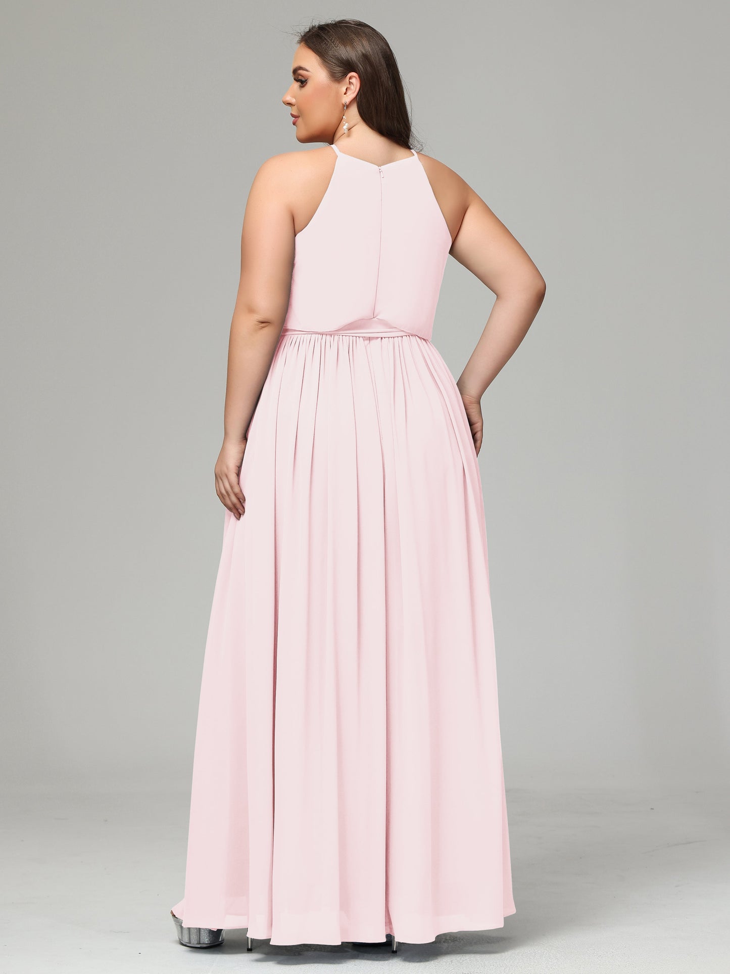 Halter Chiffon Bridesmaid Dress Plus Size
