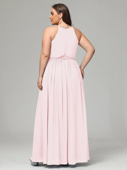 Halter Chiffon Bridesmaid Dress Plus Size