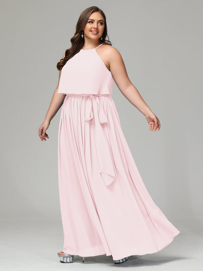 Halter Chiffon Bridesmaid Dress Plus Size