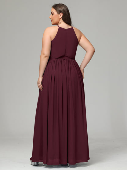 Halter Chiffon Bridesmaid Dress Plus Size